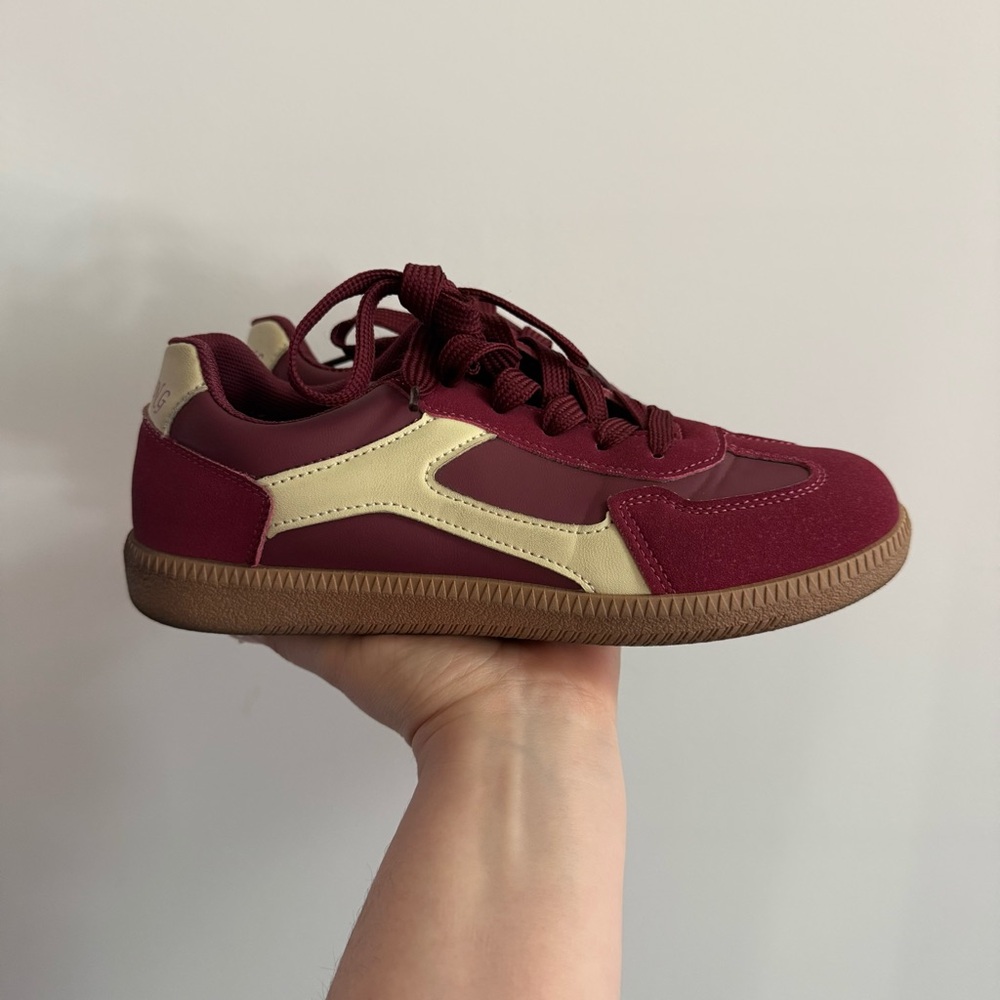 Women’s Burgundy and Cream Sneakers size 37